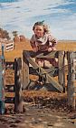 John George Brown Swinging on a Gate, Southampton, Long Island painting